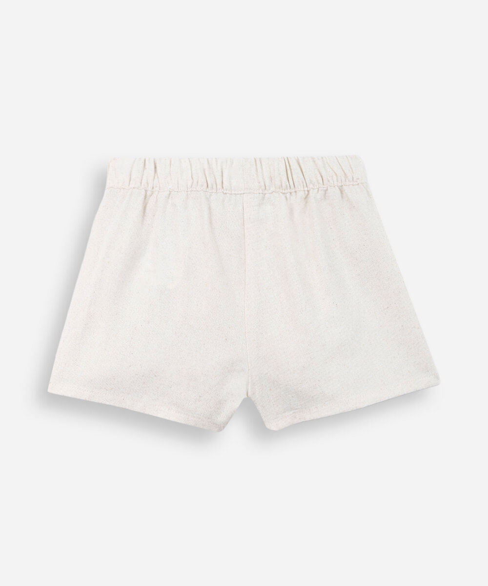 short saia infantil transpasse e amarração bege