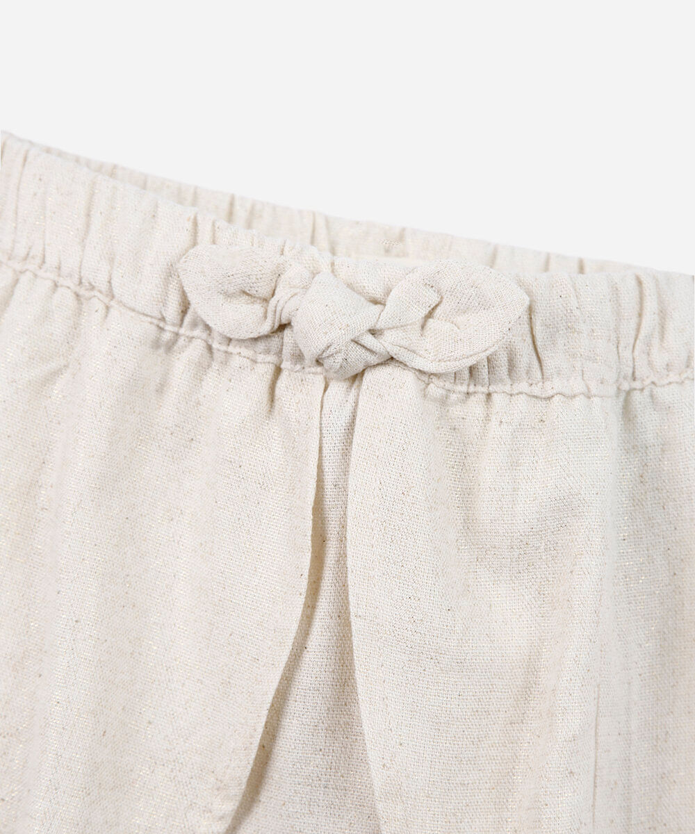 short saia infantil transpasse e amarração bege