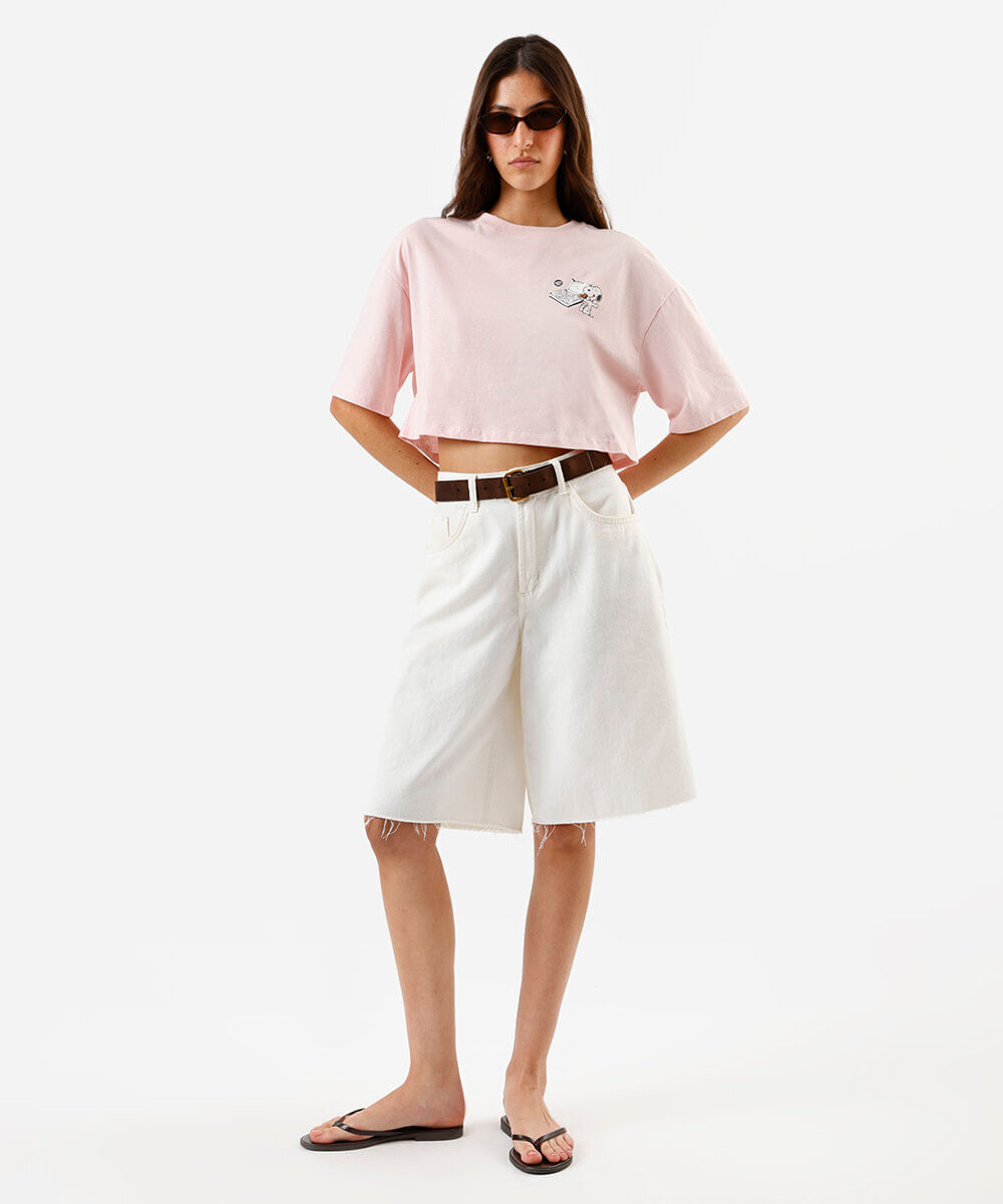 blusa cropped feminina snoopy rosa