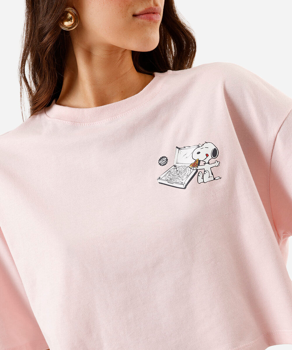 blusa cropped feminina snoopy rosa