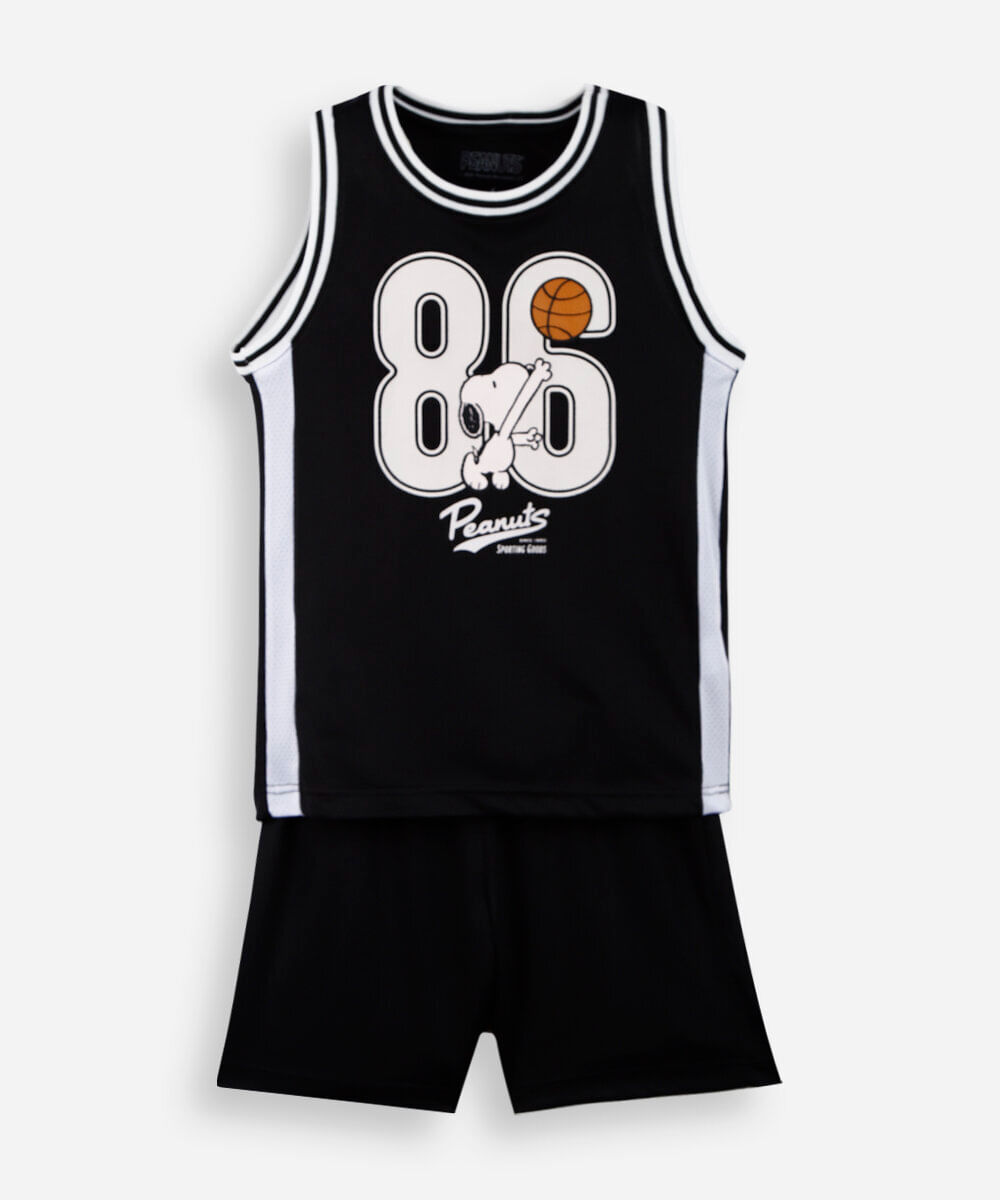 conjunto infantil esportivo snoopy preto