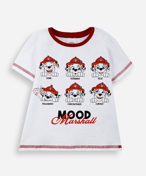 camiseta infantil  de algodão mood marshall off white