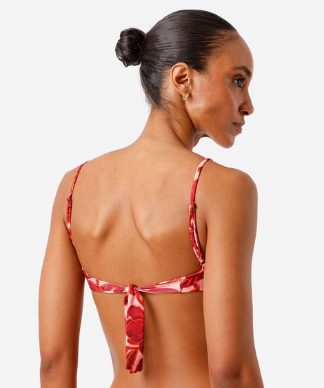 biquíni top balconet alças removíveis estampa floral rosa