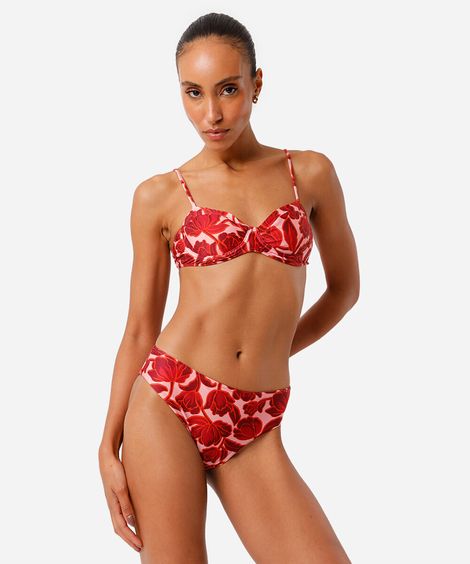 calcinha biquíni hot pants estampa floral rosa