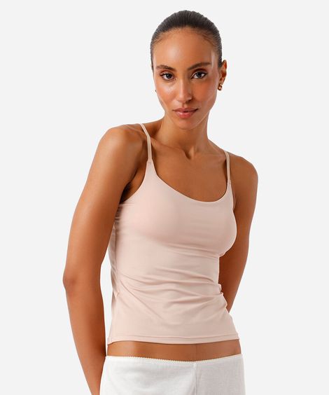 regata básica feminina com bojo bege