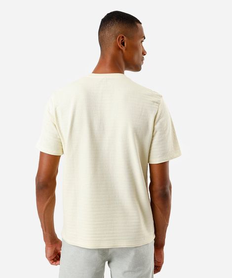 camiseta masculina henley listrada amarela