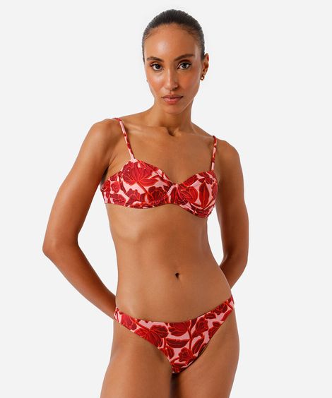 calcinha biquíni fio duplo estampa floral rosa