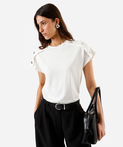blusa feminina de viscose com botões off white