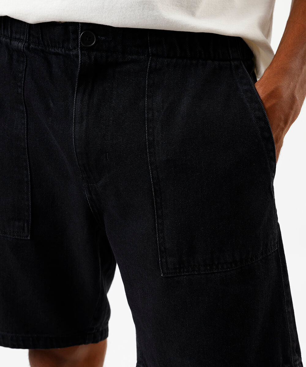bermuda jogger relaxed masculina preta