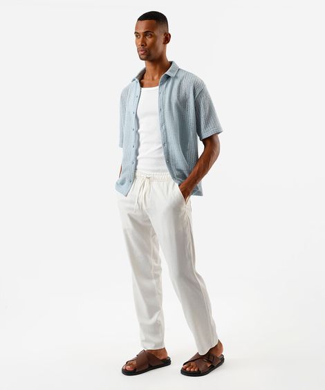 calça jogger masculina com linho off white