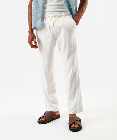 calça jogger masculina com linho off white