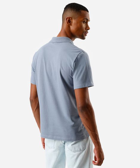 polo básica masculina de algodão manga curta azul