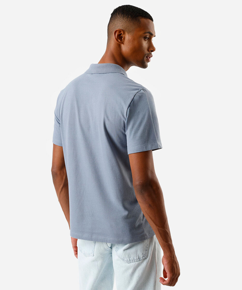 polo básica masculina de algodão manga curta azul
