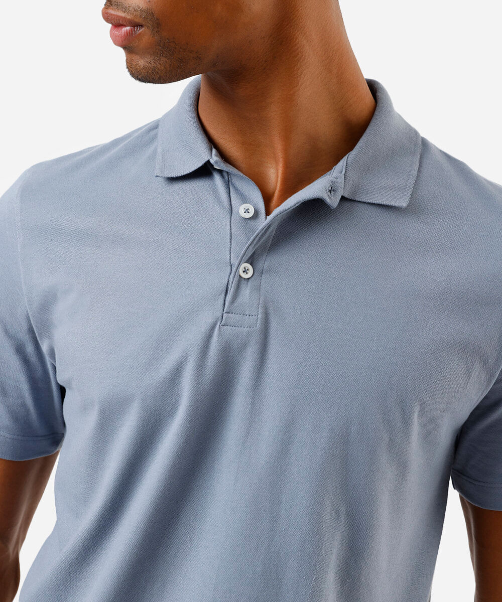 polo básica masculina de algodão manga curta azul