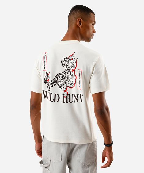 camiseta masculina relaxed fit tiger power off white