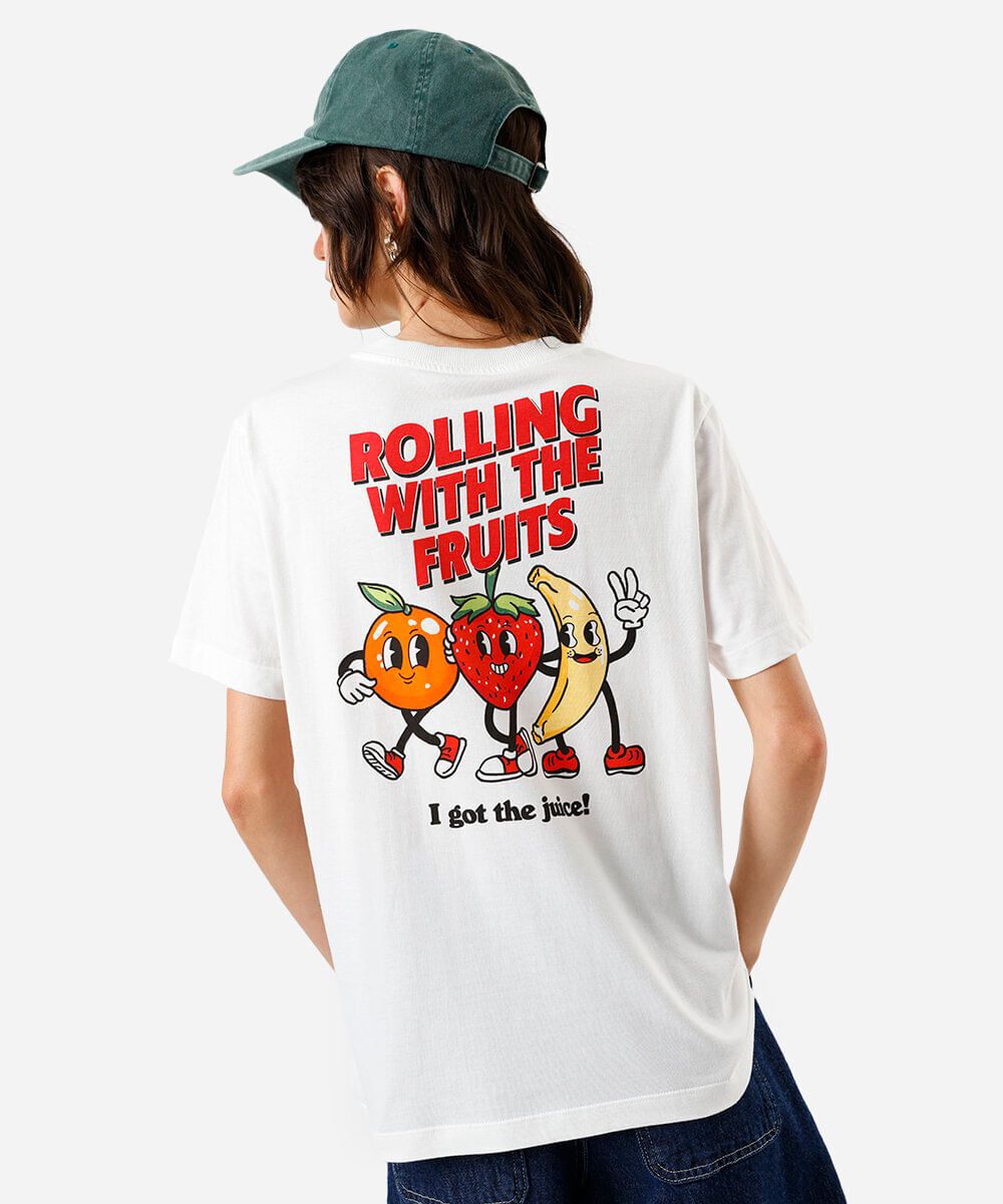 camiseta feminina de algodão estampada off white