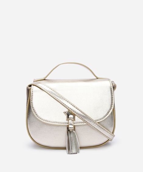 bolsa transversal infantil metalizada dourada