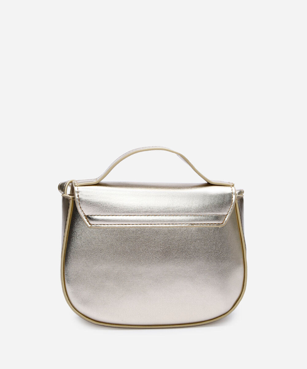 bolsa transversal infantil metalizada dourada