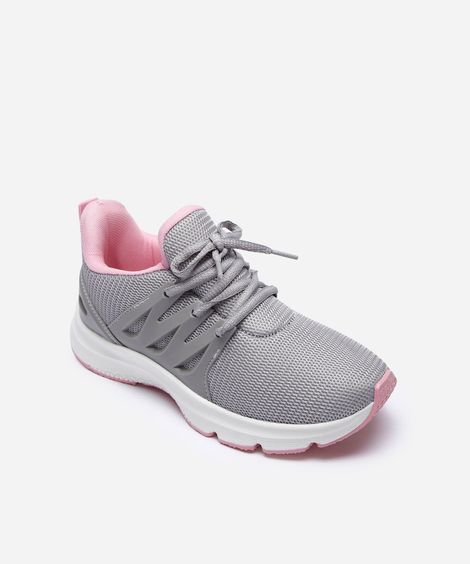 tenis infantil esportivo calce fácil cinza