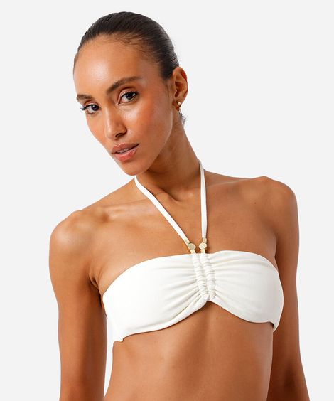 biquíni top halternek feminino com miçangas off white