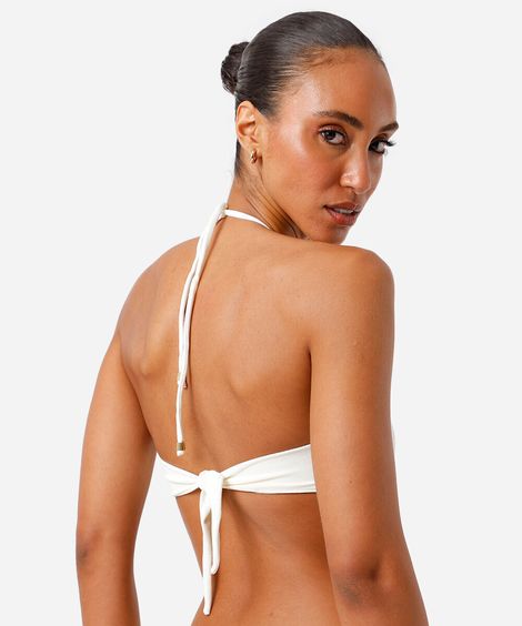 biquíni top halternek feminino com miçangas off white