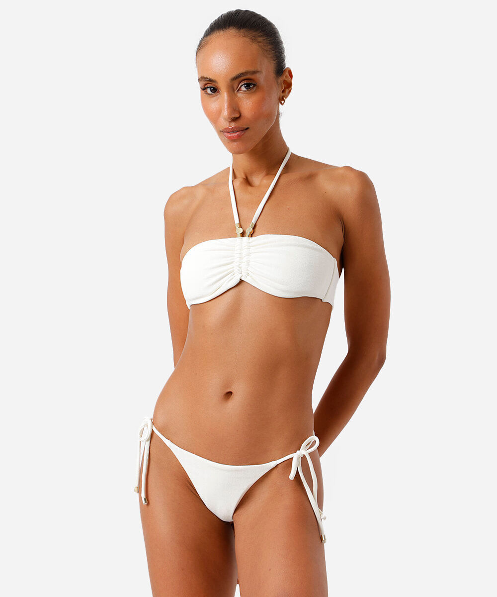 biquíni top halternek feminino com miçangas off white