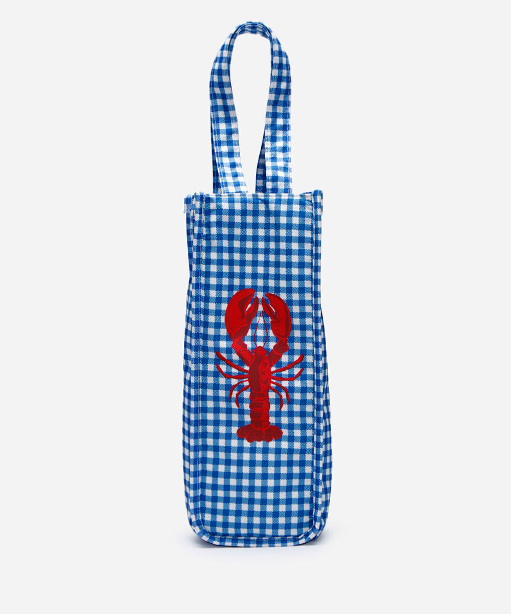 bolsa sacola de vinho vichy lagosta azul