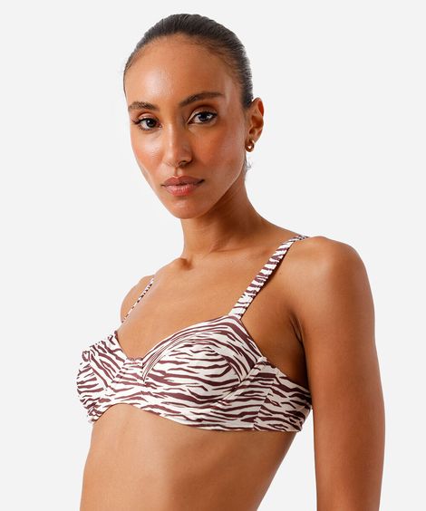 biquíni top balconet feminino animal print marrom