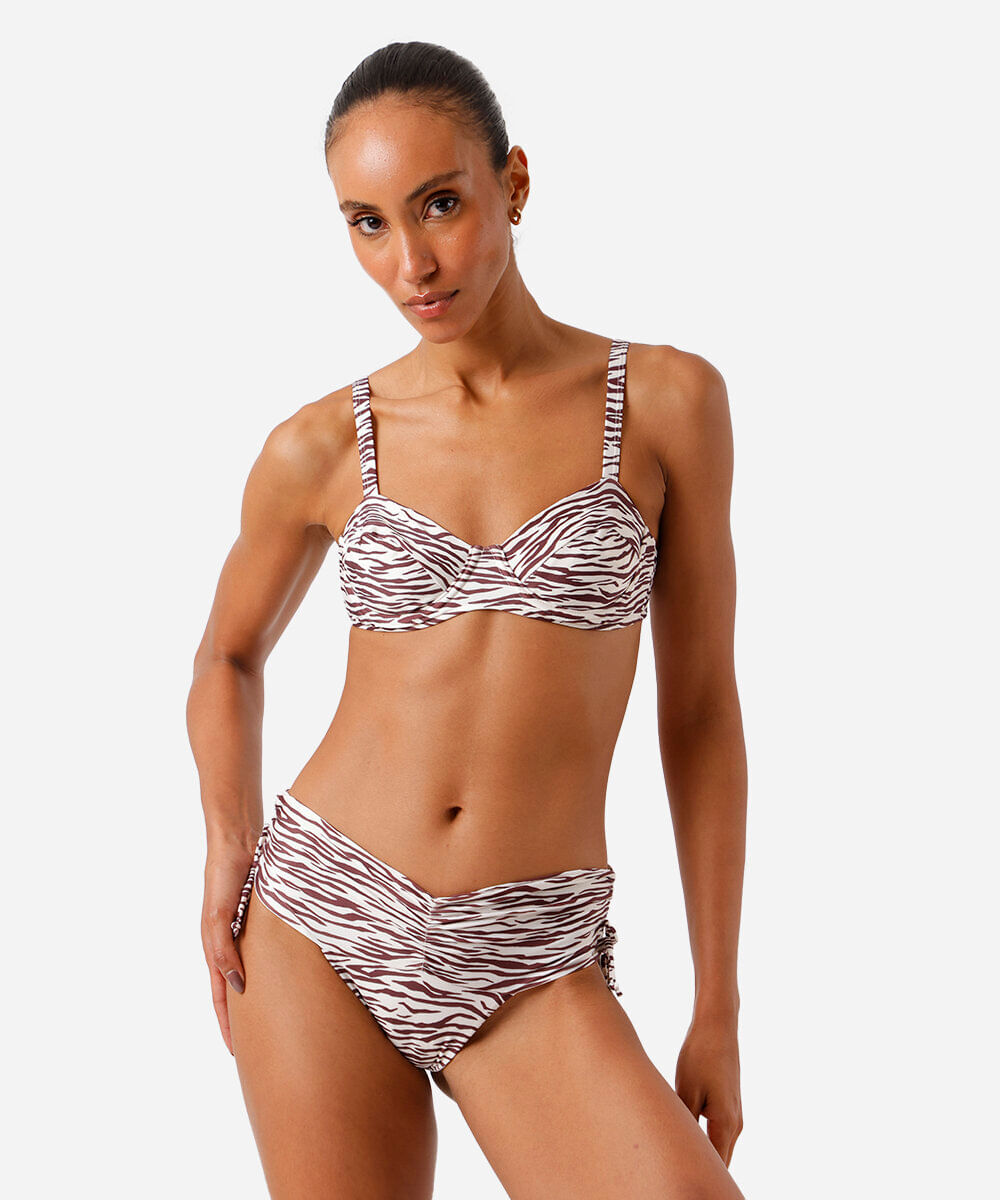 biquíni top balconet feminino animal print marrom