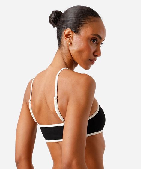 biquíni top halterneck feminino bicolor preto