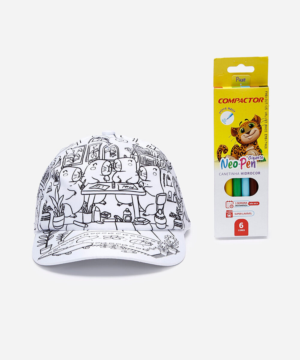 boné infantil capivara colorir branco