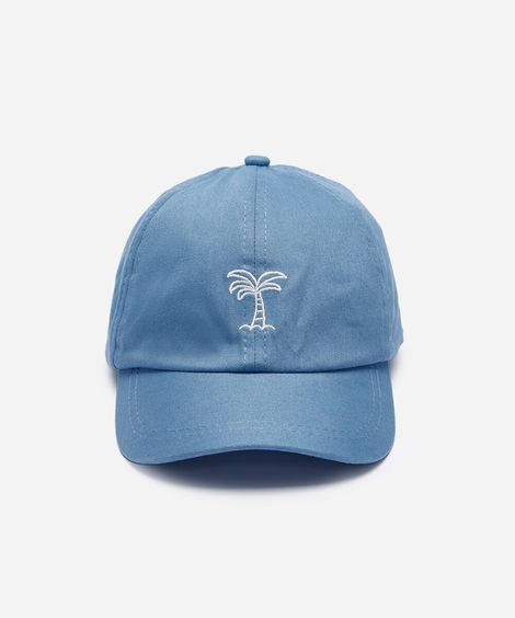 boné aba curva infantil com bordado coqueiro azul