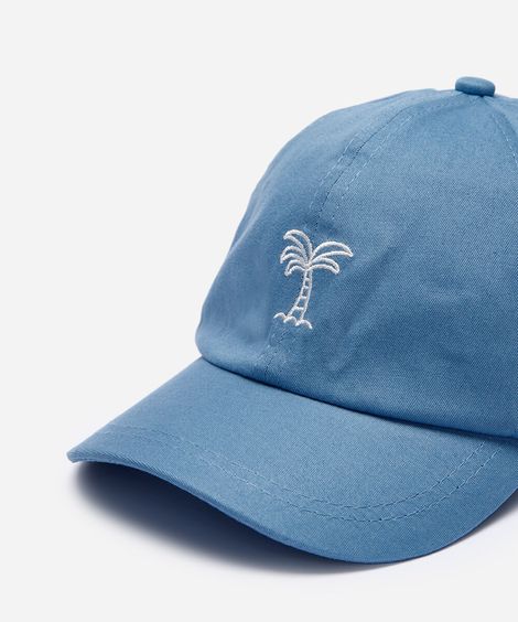 boné aba curva infantil com bordado coqueiro azul