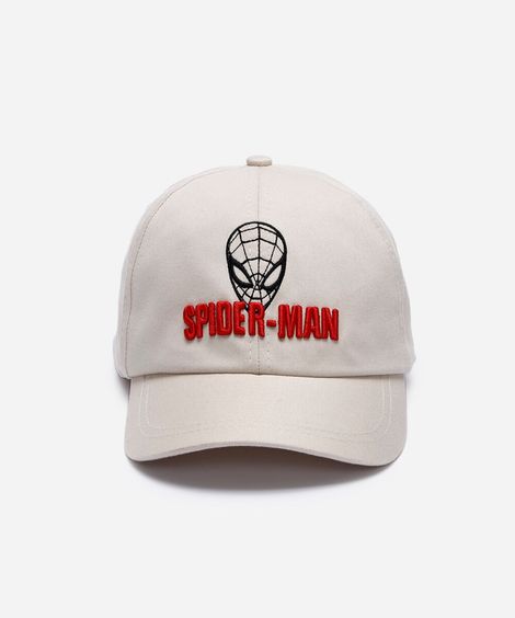 boné infantil aba curva com bordado homem aranha bege