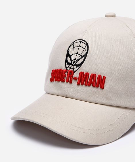 boné infantil aba curva com bordado homem aranha bege