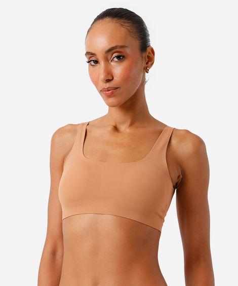 sutiã top feminino com bojo de poliamida bege