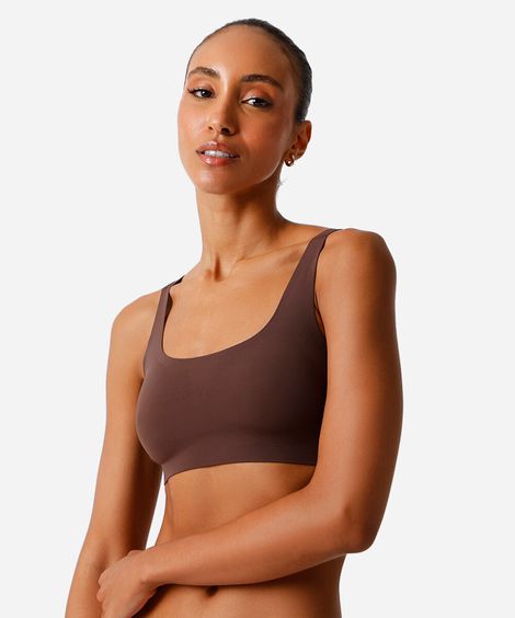 sutiã top feminino com bojo de poliamida marrom