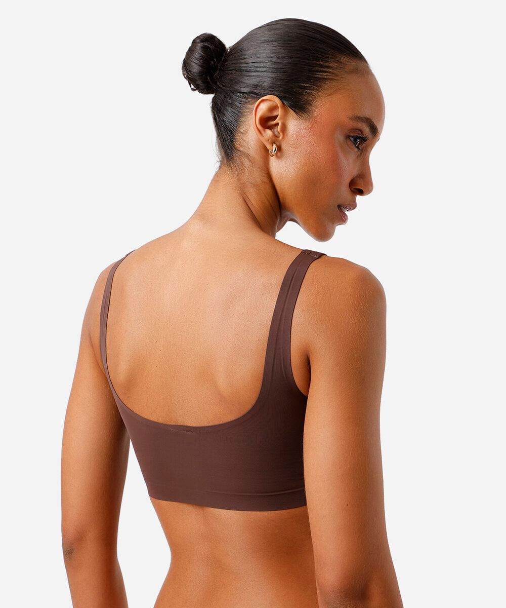 sutiã top feminino com bojo de poliamida marrom
