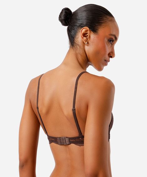 sutiã triângulo com bojo renda marrom