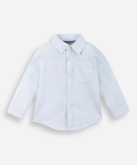 camisa infantil oxford manga longa azul