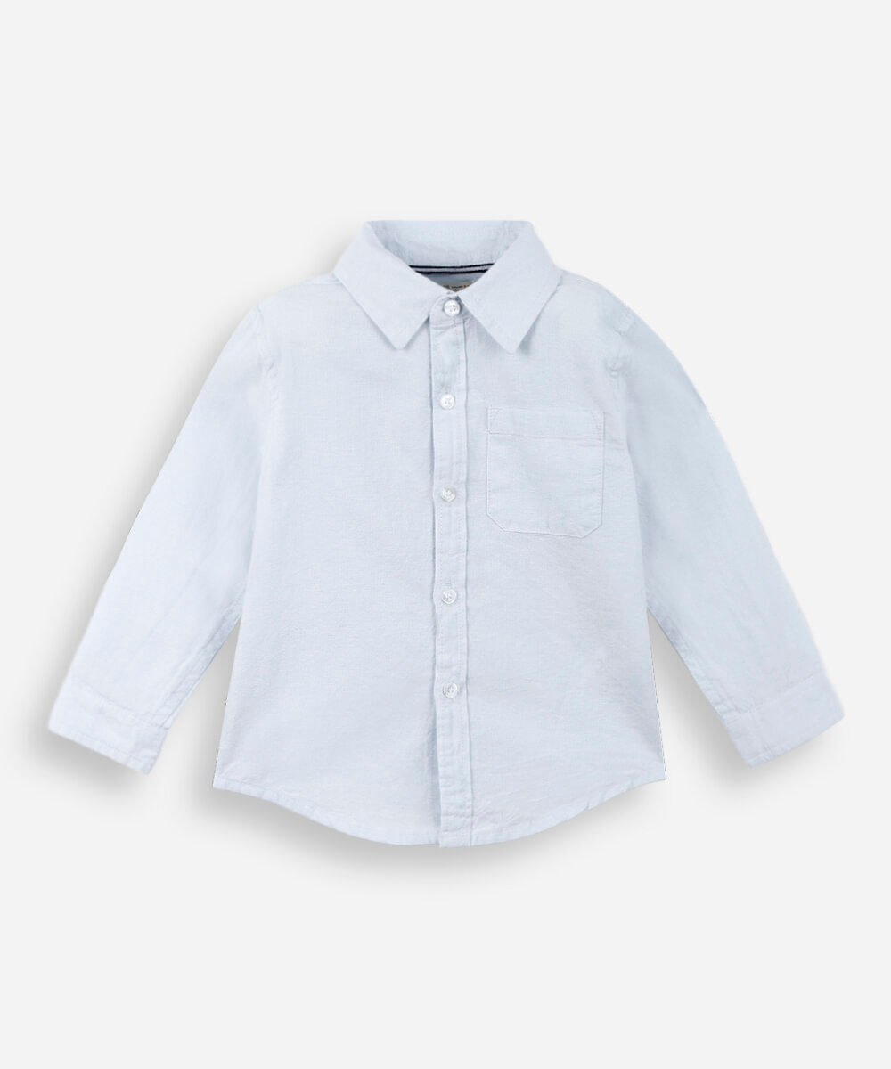 camisa infantil oxford manga longa azul
