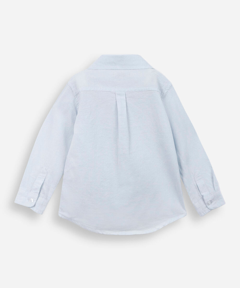 camisa infantil oxford manga longa azul