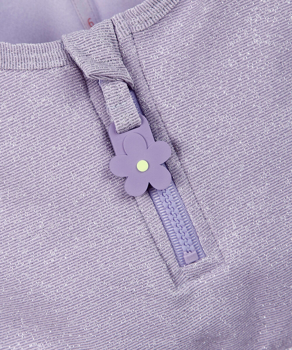 biquíni infantil com lurex e elástico para cabelo lilás
