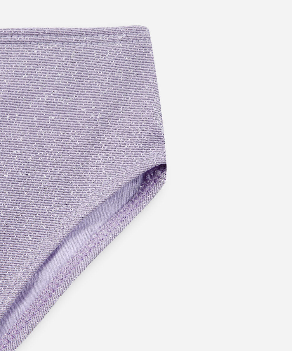 biquíni infantil com lurex e elástico para cabelo lilás