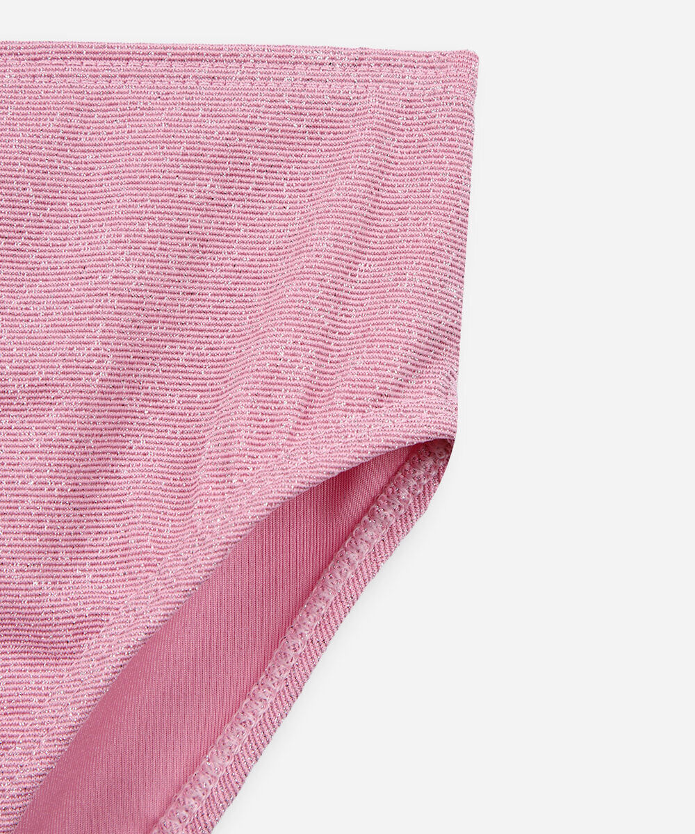 biquíni infantil com lurex e elástico para cabelo rosa