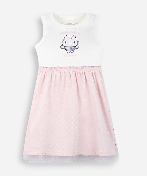 vestido infantil tule gabby off white