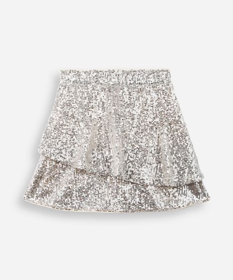 saia infantil evasê de paetê dourada