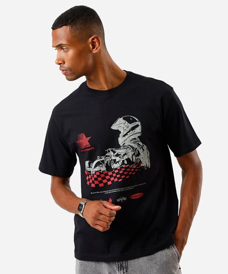 camiseta relaxed fit masculina f1 mônaco preta