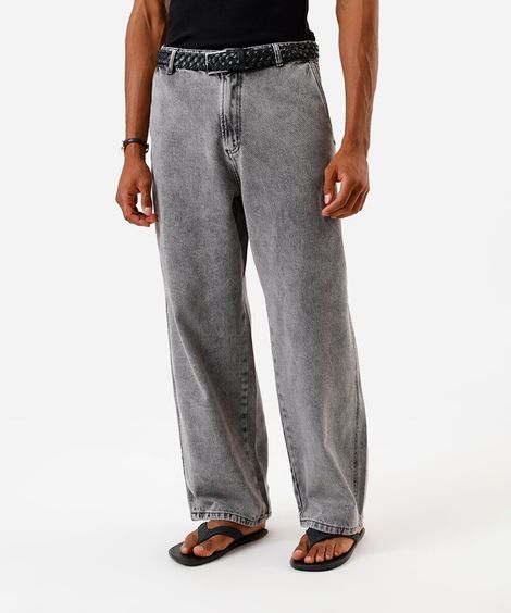 calça masculina super baggy jeans cinza