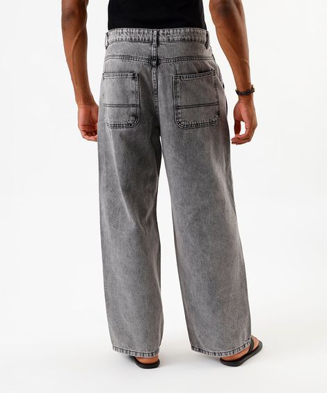 calça masculina super baggy jeans cinza